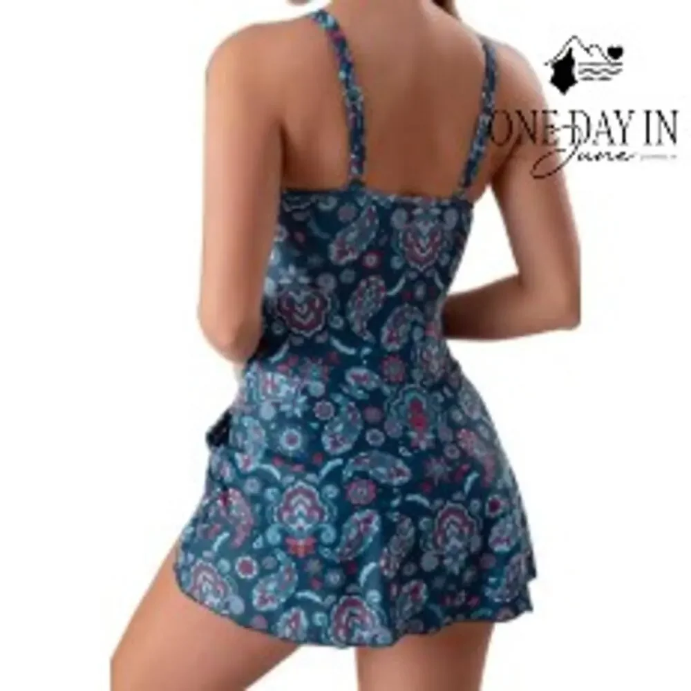 Eomenie Paisley Swimdress One Piece Swimsuit Size S - Picture 2 of 8